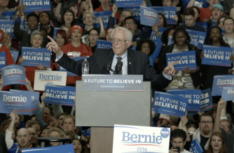Sen. Bernie Sanders speaks at a rally held in the Argo Field House during his 2016 campaign.